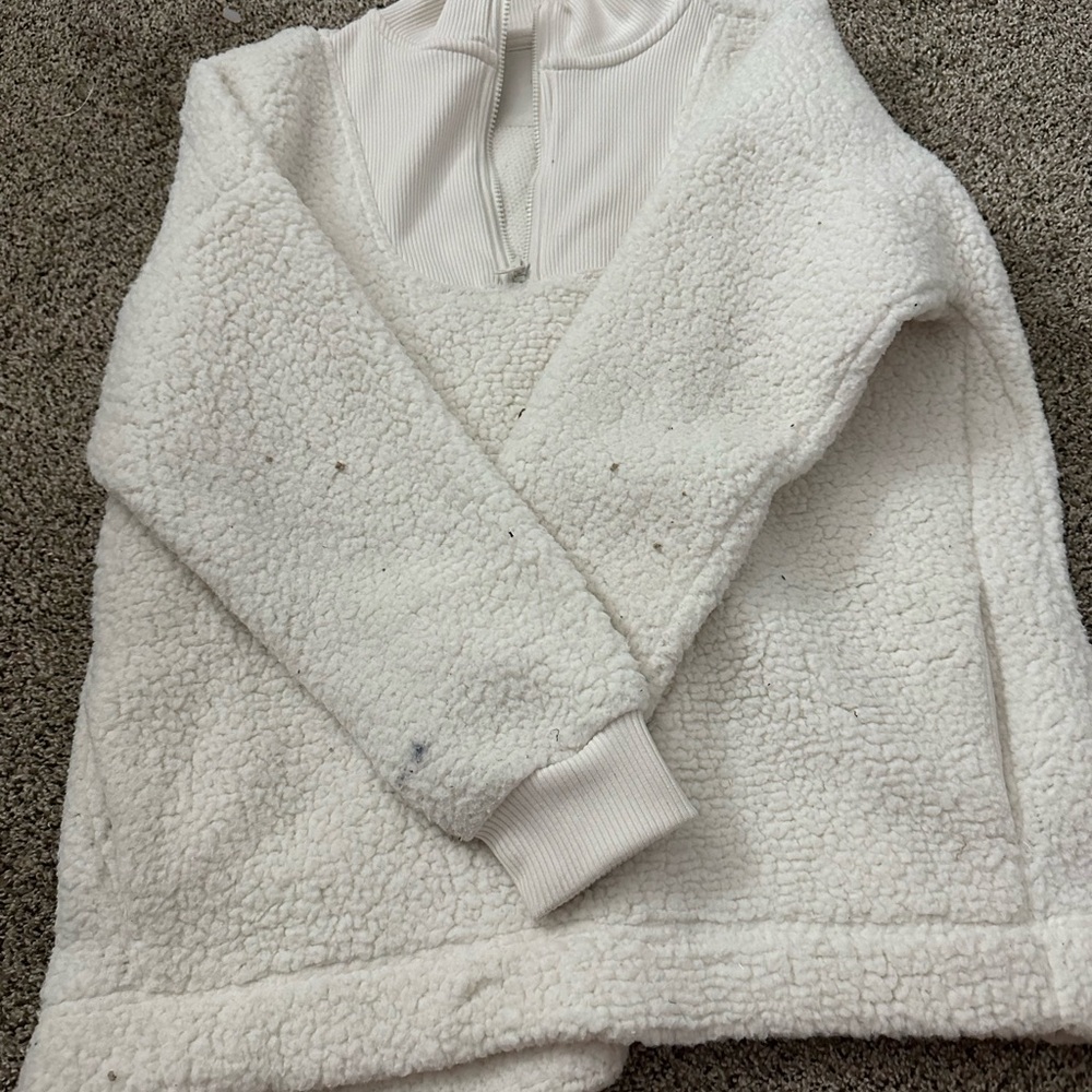 Aerie White Teddy Jacket with Cozy Wrap Design
